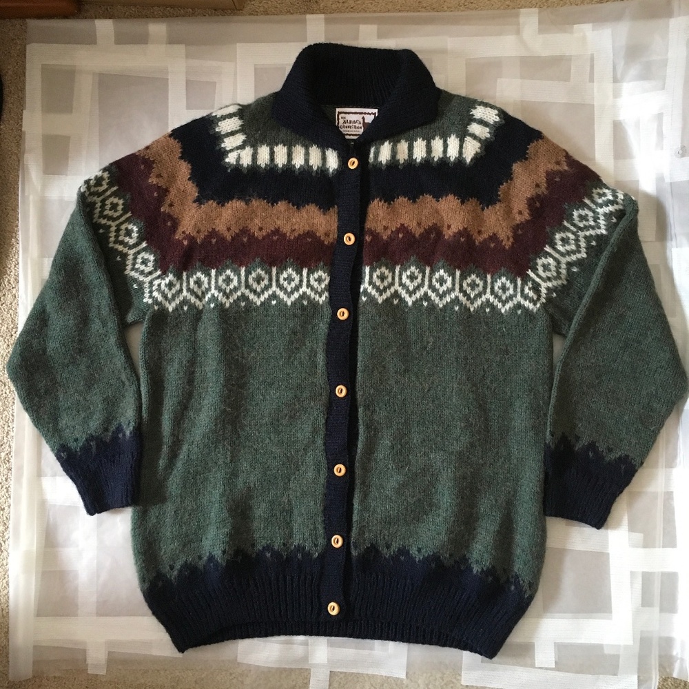 EUC Alpaca Connection Button Up Cardigan Sweater Fair Isles.